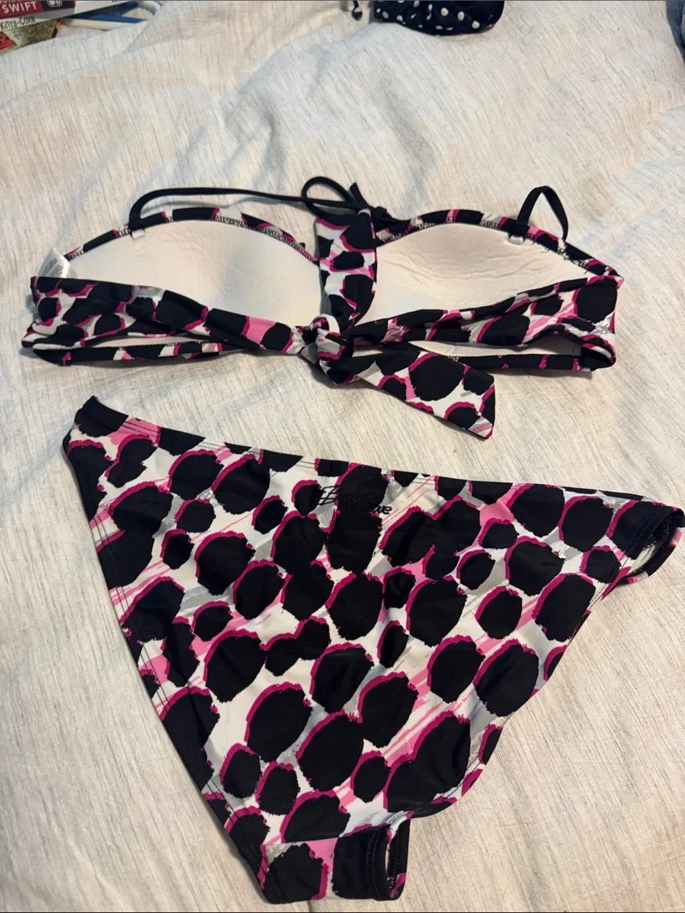 Body Glove Black & Pink Printed Bandeau Bikini Set - Women Swim